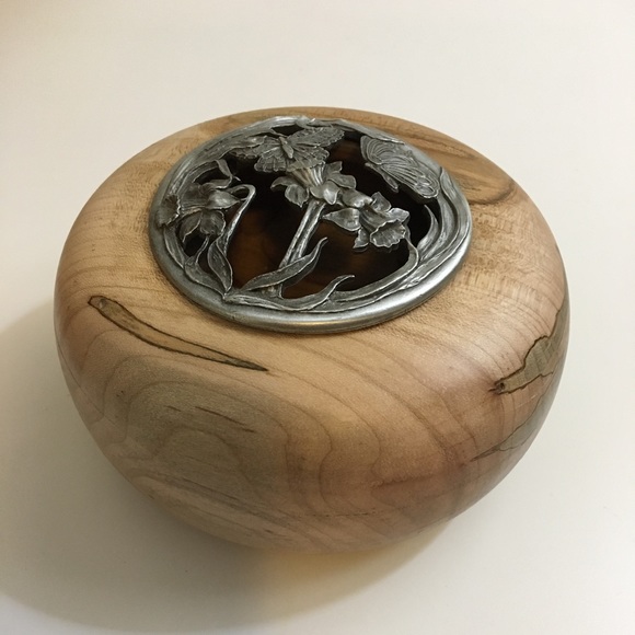 Potpourri Wood Bowl Rawcliffe Pewter Lid - Picture 2 of 8